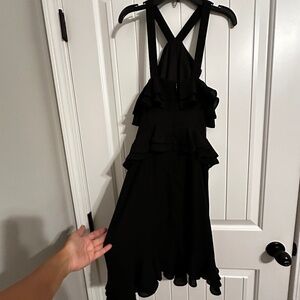 Gianni Bini little black dress - criss cross neckline - midi ruffled - size 4